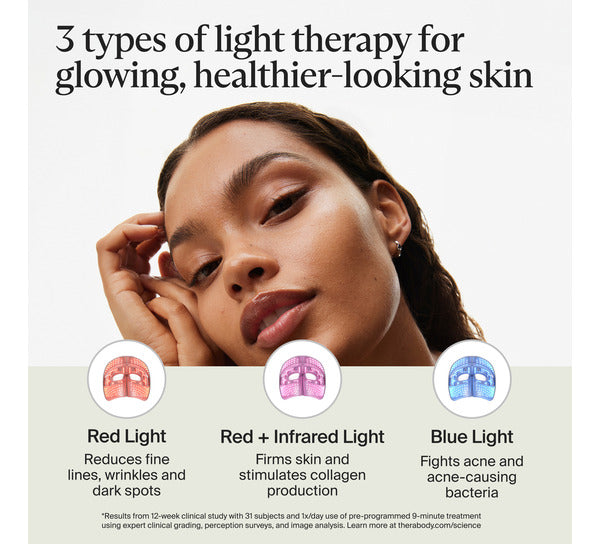 Therabody TheraFace Mask Glo - Clinically Proven LED Skincare Mask for Glowing, Healthier-Looking Skin